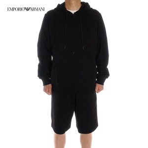 エンポリオ・アルマーニ EMPORIO ARMANI ジップパーカー ハーフパンツ セットアップ スウェット メンズ ブラック 211858 211860 3R484