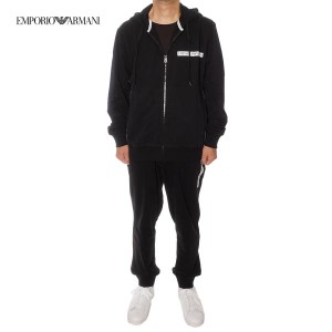 エンポリオ・アルマーニ EMPORIO ARMANI セットアップ ジップパーカー スウェットパンツ メンズ ブラック 112053 111690 3F573