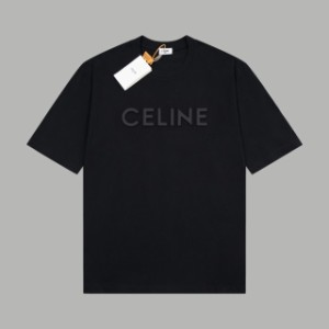 2024  CELINE 春夏 3Dエンボスラウンドネック 半袖 Tシャツ