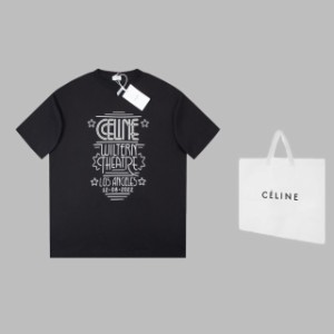 CELINE シンプルクラシックロゴプリント半袖Tシャツ