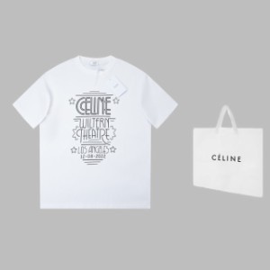 CELINE24 夏新作 シンプルレターロゴプリント半袖Tシャツ