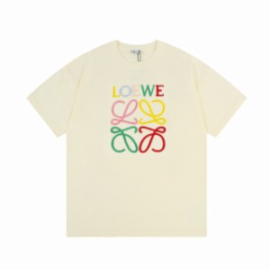 LOEWE 2024 春夏新作 カラフルレターLOGO刺繍ラウンドネック半袖Tシャツ