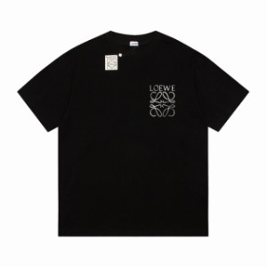 Loewe ロエベ限定リキッドシルバーロゴ カジュアル半袖Tシャツ
