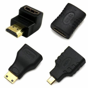 Kondolen 全部に対応 HDMI 接続 変換 ４つセット mini HDMI ＆ micro HDMI 90° L型 延長 コネクター