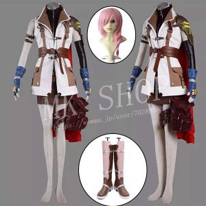 送料無料 ファイナルファンタジー XIII FF13 風 ライトニング コスプレ 衣装  ウィッグ 靴 コスチューム 演出服 アニメ ゲーム ハロウィ