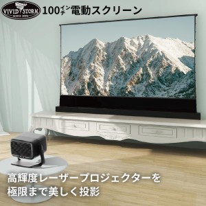 VIVIDSTORM 高輝度レーザープロジェクター用電動スクリーン 100インチ 超短焦点 長焦点  大画面 高画質 ホームシアター 自立式 床置きポ