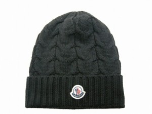 【大人も着用OK キッズサイズ】【MONCLER/モンクレール/BERRETTO/ロゴワッペン付きケーブル編みニットキャップ/CAP/ニット帽/帽子/ビーニ