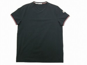 【MONCLER/モンクレール/MAGLIA SCOLLO A V/Vネック型ロゴ半袖Tシャツ/ストレッチ/TEE/カットソー/V-NECK/T-SHIRT/2021SS/春夏/778/ダー