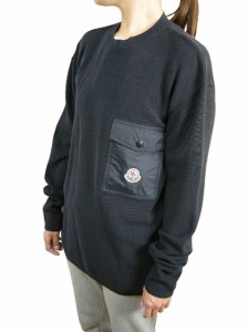 【MONCLER/モンクレール/GIROCOLLO TRICOT/ポケット付きコットンニットセーター/クルーネック/長袖セーター/サマーニット/ニットカーディ