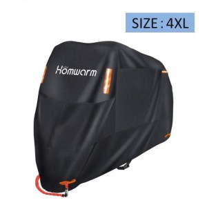 Homwarm バイクカバー 300D厚手 防水 紫外線防止 盗難防止 収納バッグ付き (4XL, ブラック) 正規品