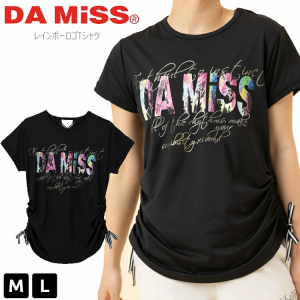 DAMISS ダミス レインボーロゴTシャツ トップス 1434-1405 M L ブラック フィットネスウェア ピラティスウェア エアロビクス ダンス