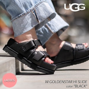 UGG W GOLDENSTAR HI SLIDE SANDAL BLACK アグ ウィメンズ ゴールデンスター  ハイ スライド サンダル レディース ( レザー 厚底 ウィメ