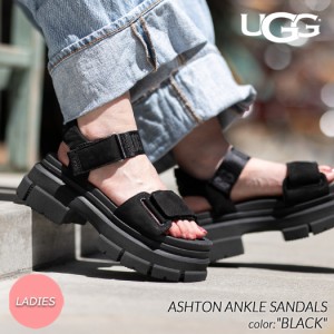 海外限定 UGG ASHTON ANKLE SANDALS BLACK アグ ウィメンズ アシュトン アンクル サンダル スライド レディース ( 黒 厚底 ブラック 1136