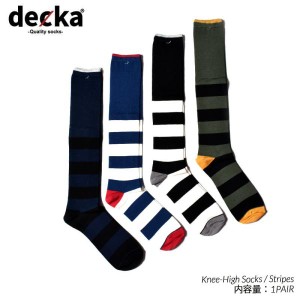 【ネコポス可】BRU NA BOINNE × decka Knee-High Socks / Stripes ブルーナボイン デカ ニーハイ ソックス ストライプ  ( 靴下 メンズ 
