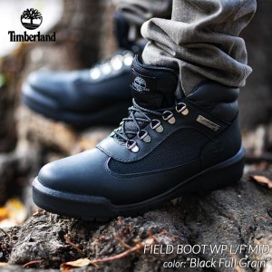 Timberland FIELD BOOT WP L/F MID "Black Full Grain" ティンバーランド フィールドブーツ ミッド ( 黒 ブラック メンズ A17KY 001 )