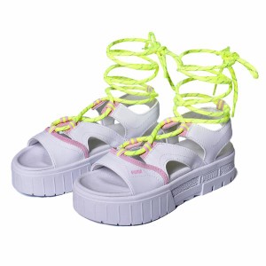 PUMA MAYZE SANDAL LACES POP WNS WHITE YELLOW プーマ メイズ サンダル レース ウィメンズ レディース スニーカー ( 白 厚底 390638-01 