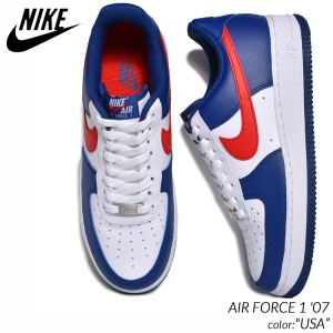 海外限定 NIKE AIR FORCE 1 07 USA ナイキ エアフォース スニーカー ( 日本未発売 白 ホワイト 青 ブルー 赤 アメリカ メンズ CZ9164-100