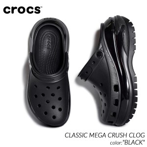 crocs CLASSIC MEGA CRUSH CLOG BLACK クロックス クラシック メガ クラッシュ クロッグ サンダル スライド レディース 黒 厚底 ブラック