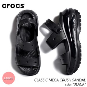 crocs CLASSIC MEGA CRUSH SANDAL BLACK クロックス クラシック メガ クラッシュ サンダル スライド レディース 黒 厚底 ブラック 207989