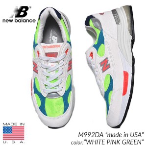 NEW BALANCE M992DA made in USA WHITE PINK GREEN ニューバランス スニーカー ( 白 ホワイト ピンク 緑 990 993 996 メンズ )