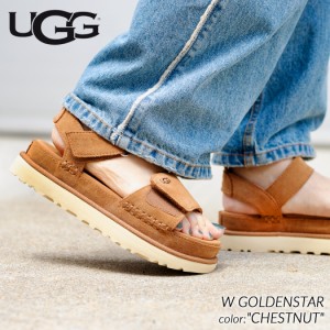 UGG W GOLDENSTAR CHESTNUT アグ ウィメンズ ゴールデンスター  サンダル スライド レディース ( スエード 茶色 ブラウン 厚底  ストラッ