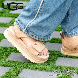 UGG W GOLDENSTAR DRIFT WOOD アグ ウィメンズ ゴールデンスター  サンダル スライド レディース スエード ベージュ BEIGE 厚底  ストラ