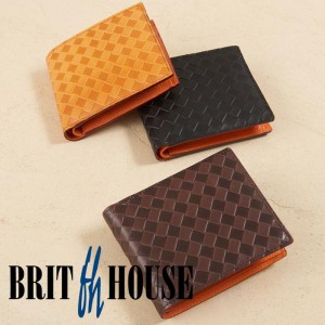 Brit house　ブリットハウス　グラータ　二つ折り財布　二つ折りウォレット　山羊革　牛革　天然素材　本革　日本製　格子　エンボス　ギ