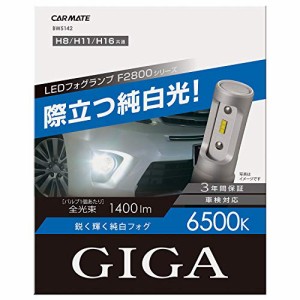 カーメイト 車用 LED フォグランプ GIGA F2800シリーズ H8 H11 H16 6500K 鋭く輝く純白光 1400lm 車検対応