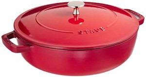 staub ストウブ 「 ブレイザー ソテーパン チェリー 26cm 」 大きい 両手 鋳物 ホーロー 鍋 すき焼き IH対応 【日本正規販売品