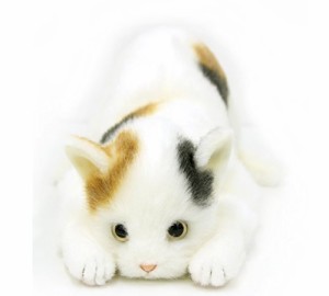 日本製 リアルな猫のぬいぐるみ 58cm (ミケネコL目明き)