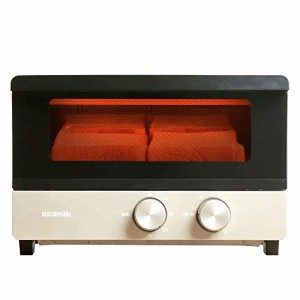 アイリスオーヤマ トースター オーブントースター 4枚焼き 無段階温度調節 トレー付 1200W POT-412FM-N シャンパンゴールド