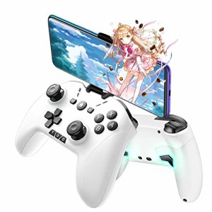 ワイヤレス コントローラー Switch/PC/IOS/Android全対応【方向ボタンレイアウト可能/背面ボタン/スマホホルダー付き】プロコン