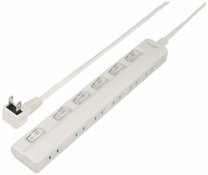 エルパ(ELPA) スイッチ付タップ コンセント 延長コード LED 横差し 6個口 1ｍ WLS-LY61EB(W)