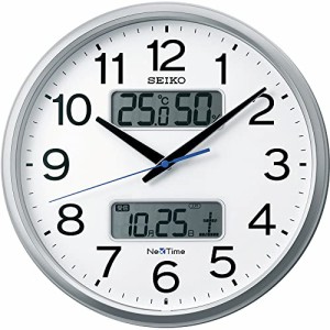 セイコー クロック 掛け時計 オフィスタイプ 電波 アナログ カレンダー 温度 湿度 表示 セイコーネクスタイム 04:銀色メタリック 01:直