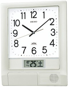 セイコークロック 掛け時計 オフィスタイプ 電波 アナログ プログラム機能 カレンダー 液晶表示 銀色 メタリック PT201S