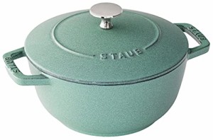 staub ストウブ 「 ワナベ セージグリーン M 18cm 」 両手 鋳物 ホーロー 鍋 雪平 炊飯 2合 IH対応 【日本正規販売品】 W