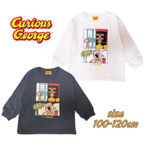 おさるのジョージ アメコミ柄 長袖 スウェット シャツ キッズ服 パイル起毛 プリント トップス 子供 【メール便OK】