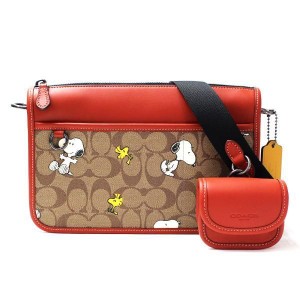 COACHｘ スヌーピー CE709 QBE7V テックポーチ付ショルダーバッグ コラボ PEANUTS アウトレット