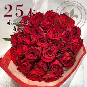 【東京銀座クオリティ◎】 赤バラ25本の花束 バラ 花束 送料無料 土日も出荷 誕生日 入学 母の日 父の日 プレゼント お祝い 記念日 25周