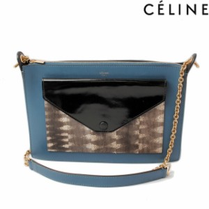 セリーヌ ショルダーバッグ/チェーンショルダー CELINE ブルー/ブラック　パイソン【中古】