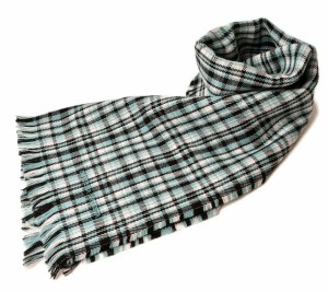 ボッテガヴェネタ マフラー/ウインタースカーフ/ストール BOTTEGA VENETA ウール100％ フリンジ 5209653 SCARF ライトブルー/ブラック