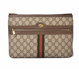 【中古】 GUCCI グッチ ブランドバッグ 未使用 中古 クラッチバッグ/クラッチポーチ GGスプリーム ブラウン/ベージュ ウェブライン 51755