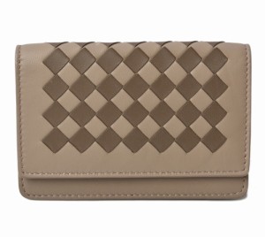 ボッテガヴェネタ カードケース/コインケース BOTTEGA VENETA イントレチャート レザー ベージュ/ブラウンマルチ 133945