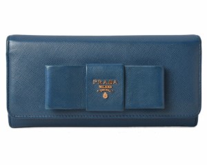 【中古】 PRADA プラダ 財布 中古 長財布/パスケース付 1MH132 BLUETTE/ブルー SAFFIANO FIOCCO/型押しレザー