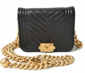 シャネル ベルトバッグ/コインケース/チェーンポーチ CHANEL ボーイシャネル ブラック/ゴールド金具【中古】