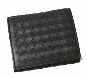 ボッテガヴェネタ ミニ財布/三つ折り メンズ/レディース BOTTEGA VENETA 財布 イントレチャート ブラック【中古】