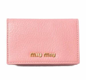 ミュウミュウ カードケース/コインケース/名刺入れ miumiu 5M1122 MADRAS/マドラス ロゴ ROSA/ローズ【中古】