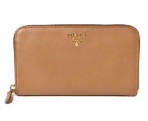 プラダ 財布 PRADA 長財布 1M0506 SAFFIANO METAL/型押しレザー CARAMEL/キャラメル 【中古】