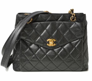 シャネル ショルダーバッグ/チェーントートバッグ CHANEL ヴィンテージ バッグ キャビアスキン ブラック/ゴールド金具【中古】