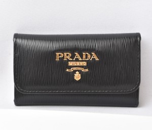 プラダ キーケース/キーホルダー PRADA 6連 1PG222 VITELLO MOVE/型押しレザー NERO/ブラック【中古】